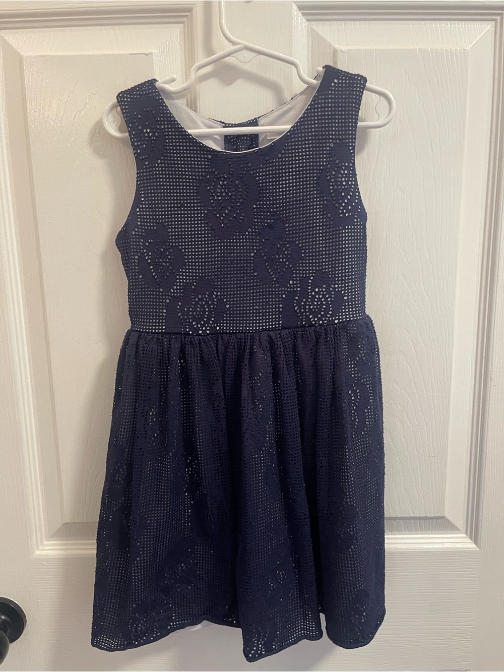 Sweet Heart Rose Navy Textured Floral Party Dress